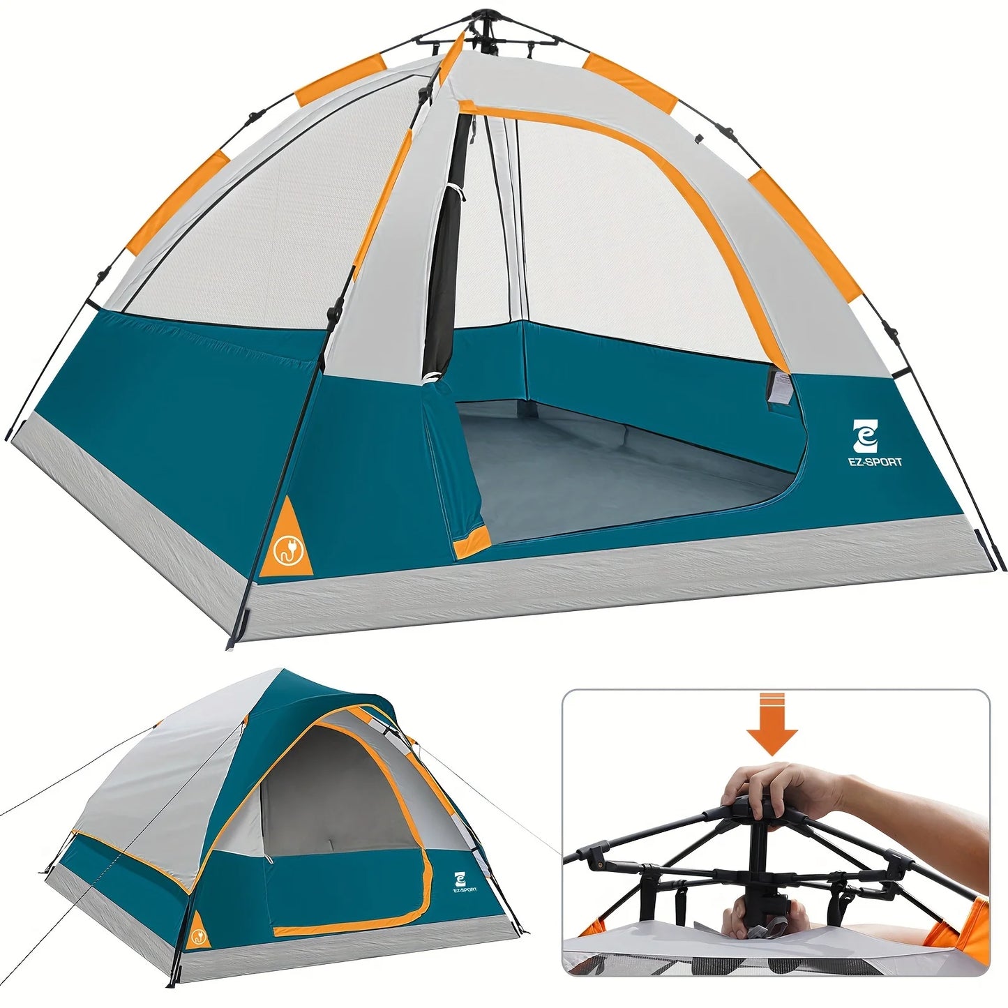 Pop Up Camping Tent - 4 Person Instant Easy Set Up with Removable Rain Fly, Waterproof Windproof for Outdoor Camping