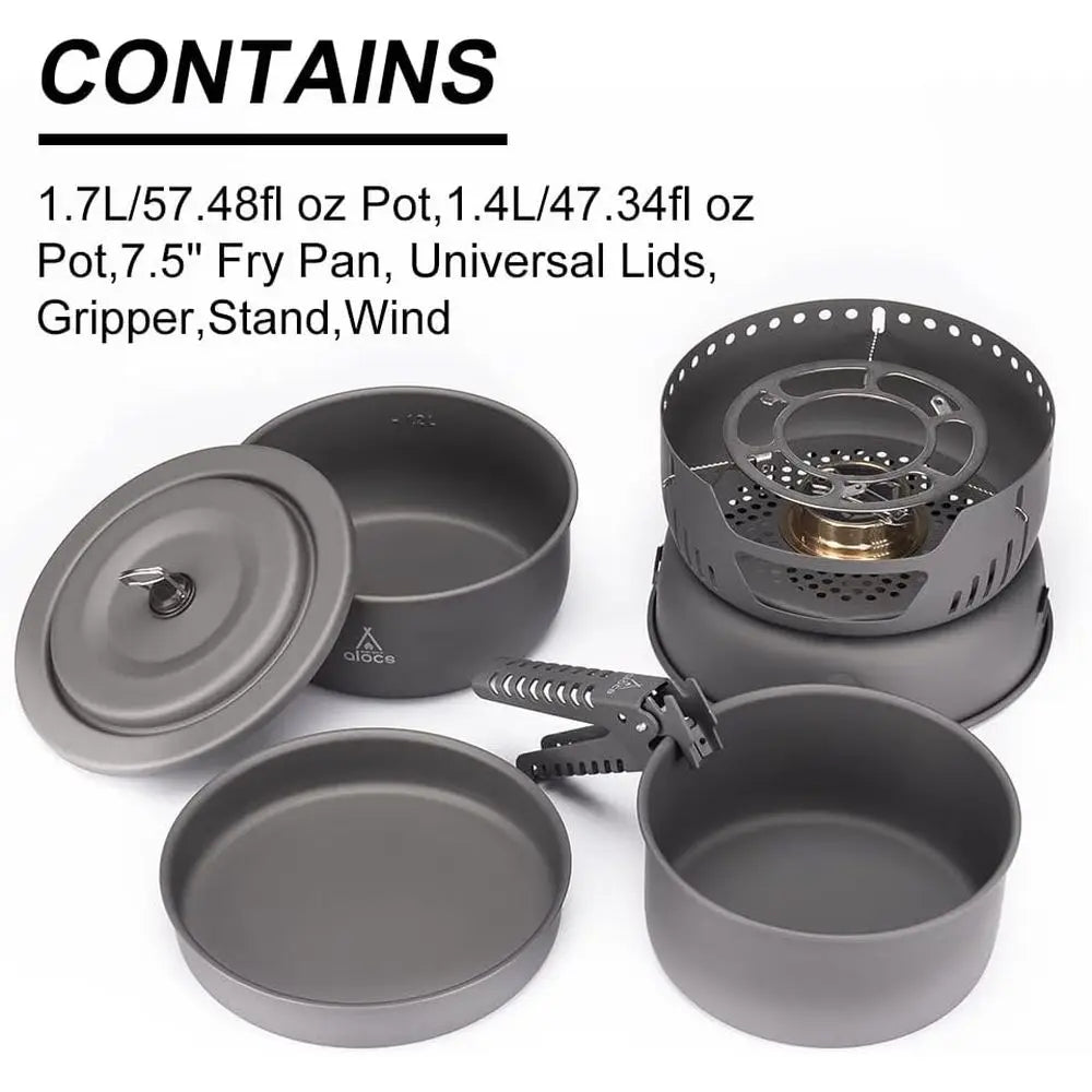 Lightweight 11-Piece Camp Cooking Set with Portable Stove