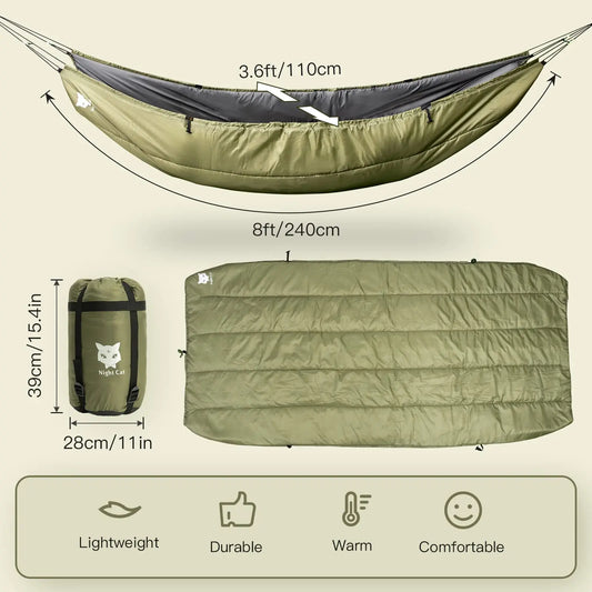 Night Cat Hammock Underquilts Sleeping Bag, 5-20℃ 8x3.6ft