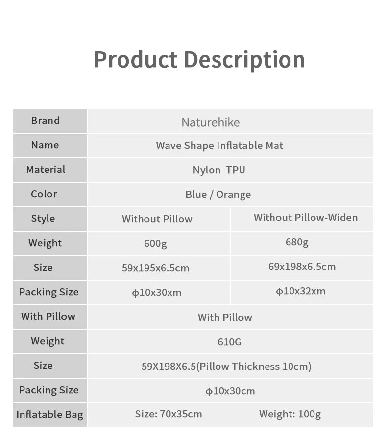 Naturehike Outdoor Camping Mat Ultralight Inflatable mattress