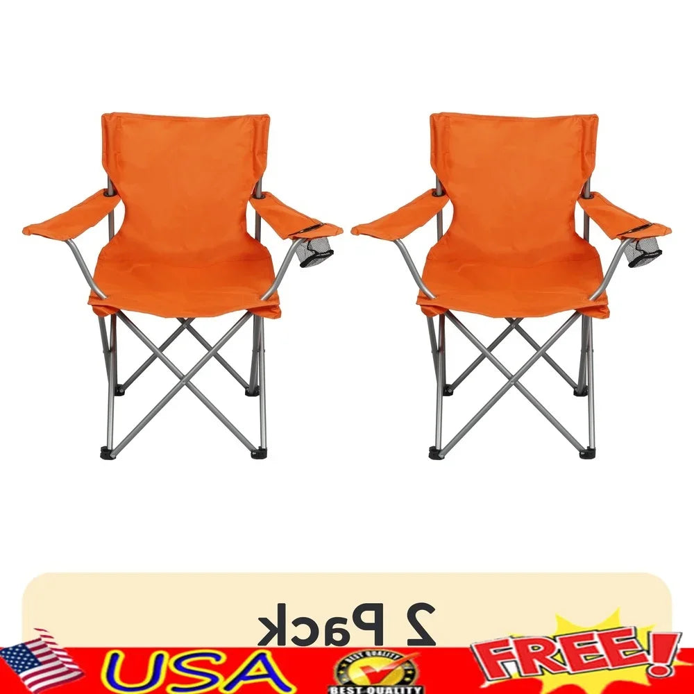 2 Pack Folding Camp Chairs with Cup Holder