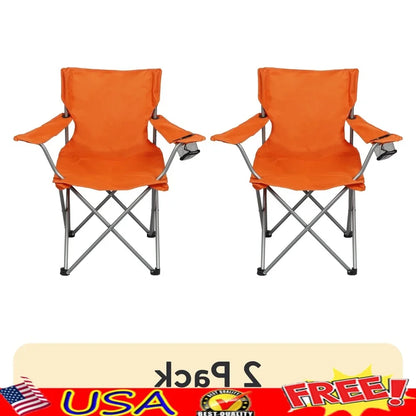2 Pack Folding Camp Chairs with Cup Holder