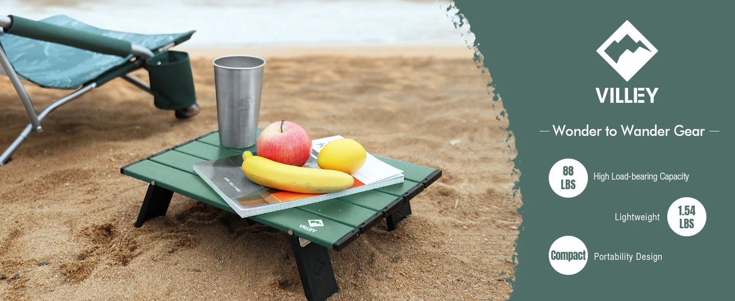 VILLEY Portable Mini Folding Beach Table, Ultralight