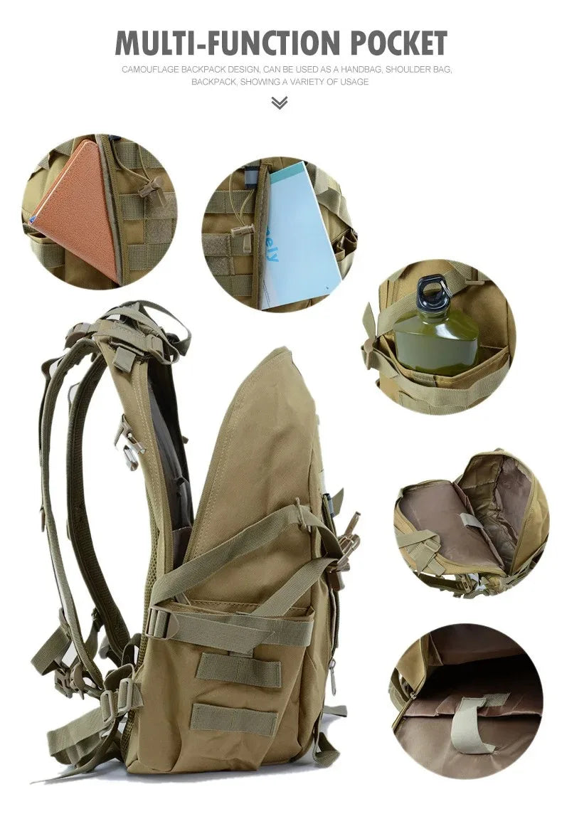 Tactical backpacks, modular loading systems, featuring reflective strips
