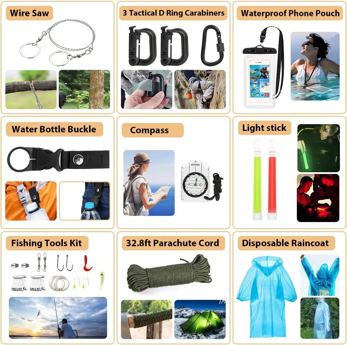 250Pcs Survival Gear First Aid Kit with Molle Bag & Emergency Tent