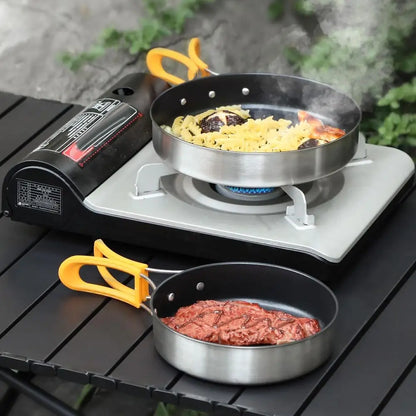 2-Pack Non-stick Frying Pan Set, Stainless Steel, Foldable Handle