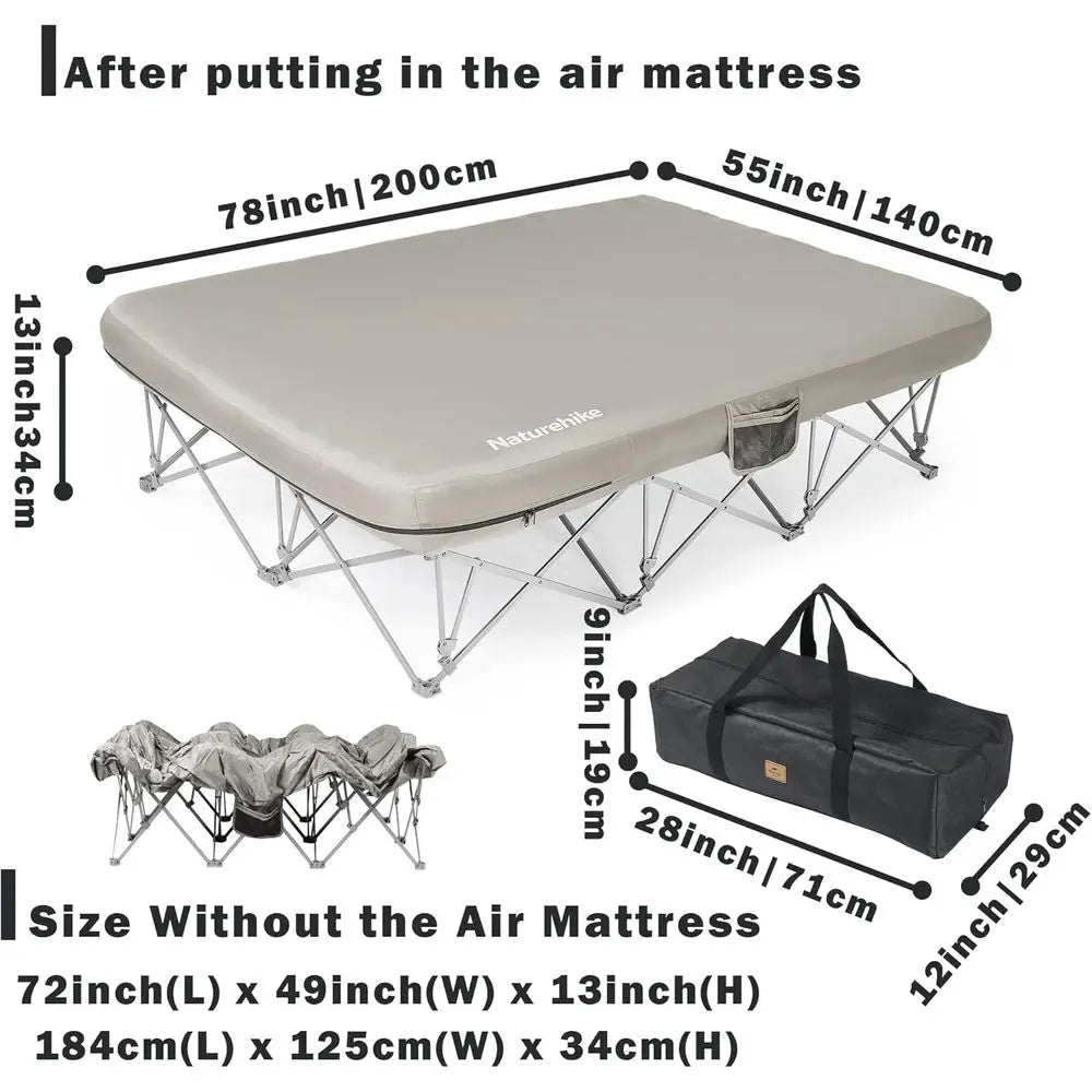 2 Person Camping Cot, Full Size Air Mattress Not Included