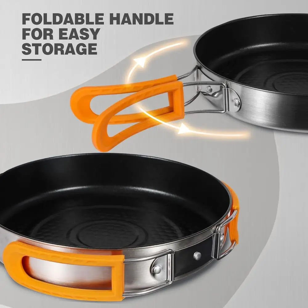 2-Pack Non-stick Frying Pan Set, Stainless Steel, Foldable Handle