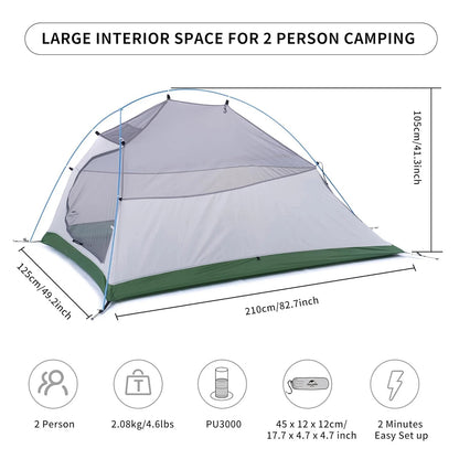 Naturehike Cloud Up 2 Person Camping Tent Waterproof Ultralight 3-4 Season Outdoor Hiking Backpacking Shelter