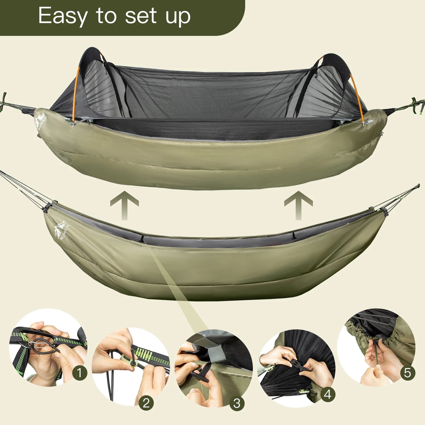Night Cat Hammock Underquilts Sleeping Bag, 5-20℃ 8x3.6ft