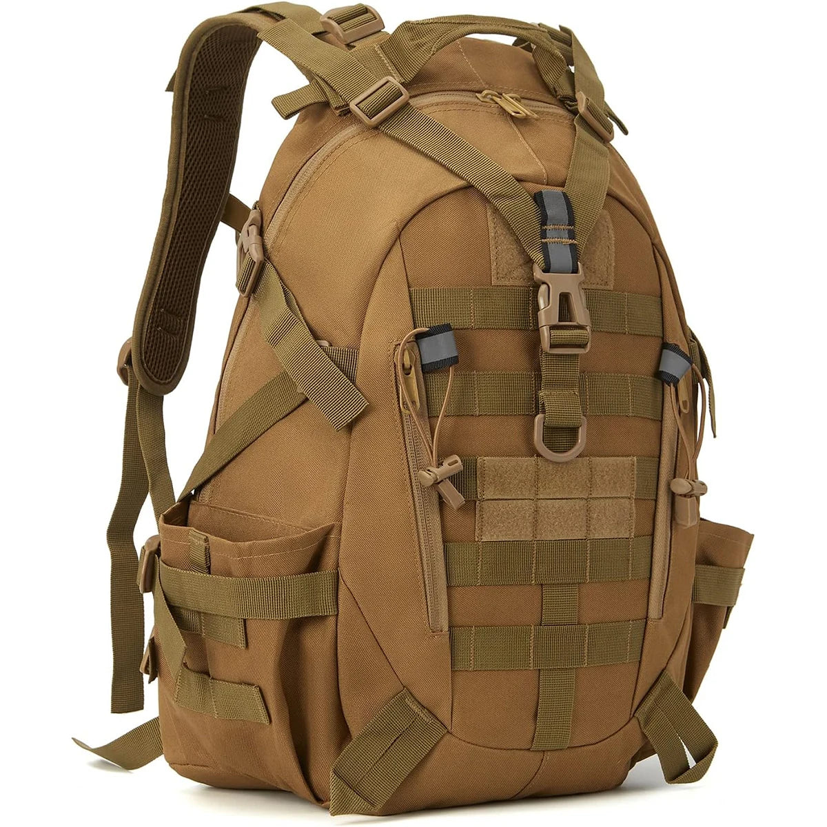 Tactical backpacks, modular loading systems, featuring reflective strips