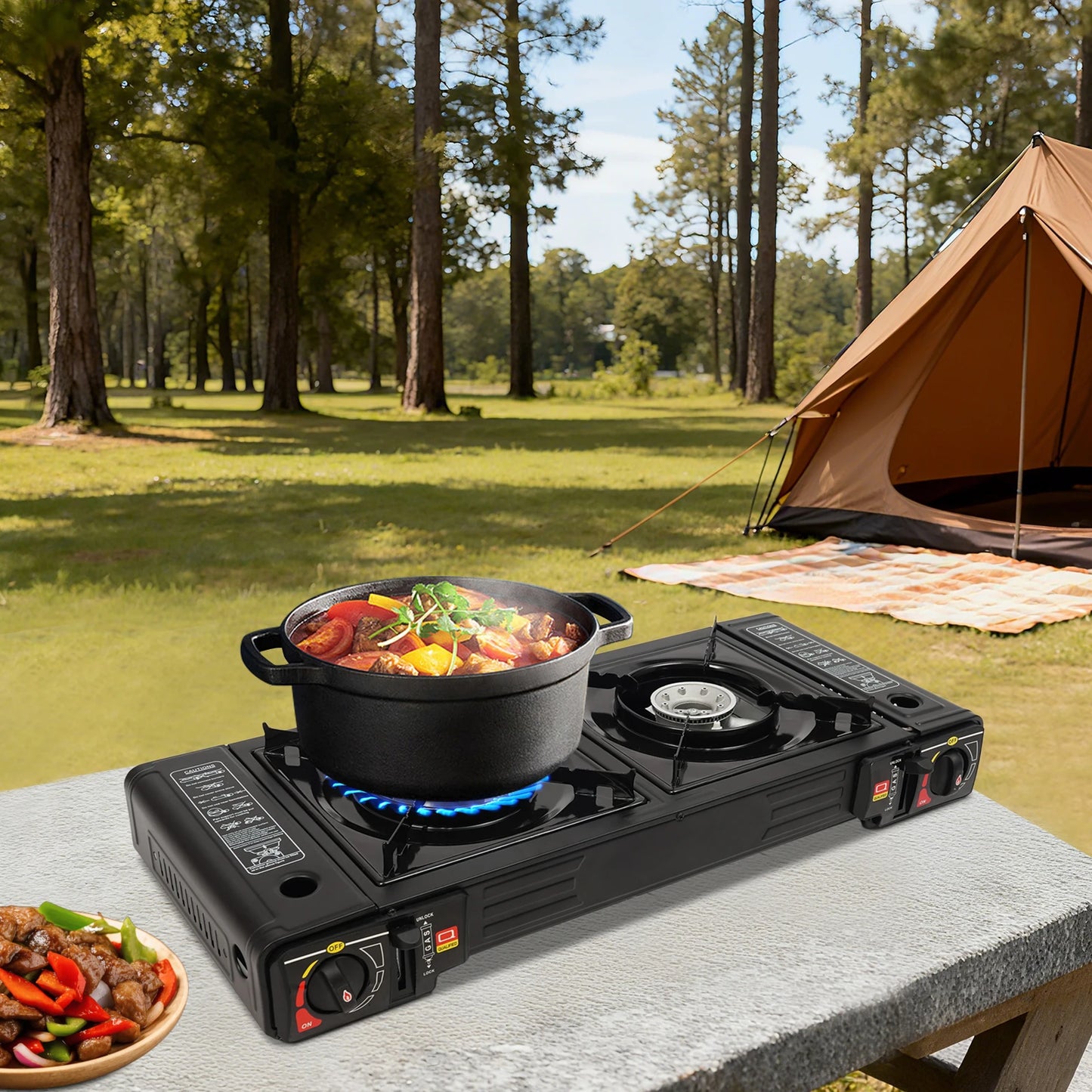 2-Burner Portable Gas Stove