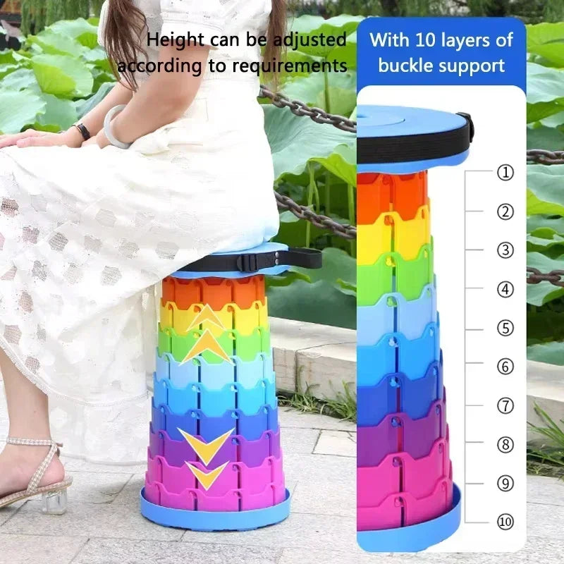 Portable plastic folding telescopic chair