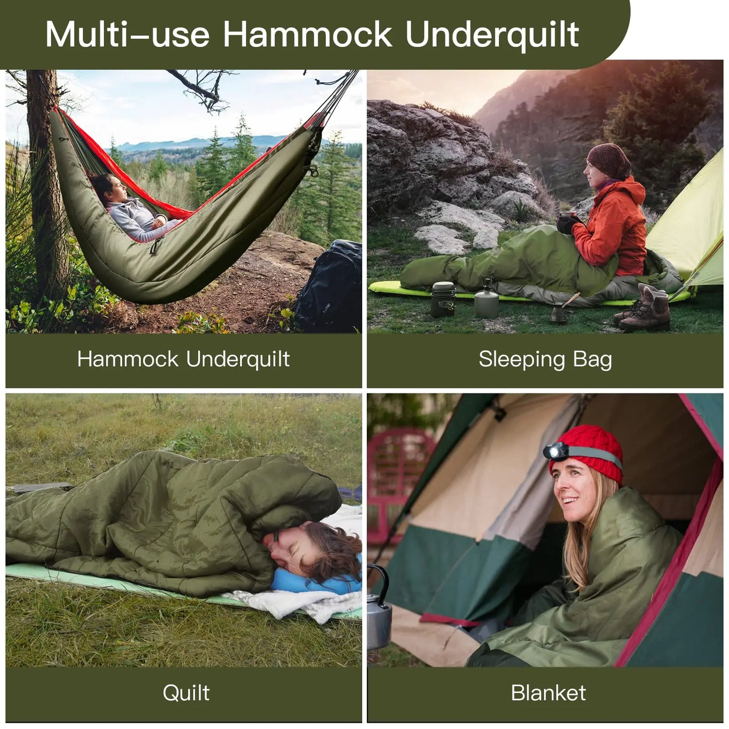 Night Cat Hammock Underquilts Sleeping Bag, 5-20℃ 8x3.6ft