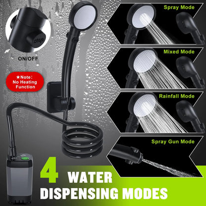 Portable Shower, 4 spray modes, 6000mAh Rechargeable
