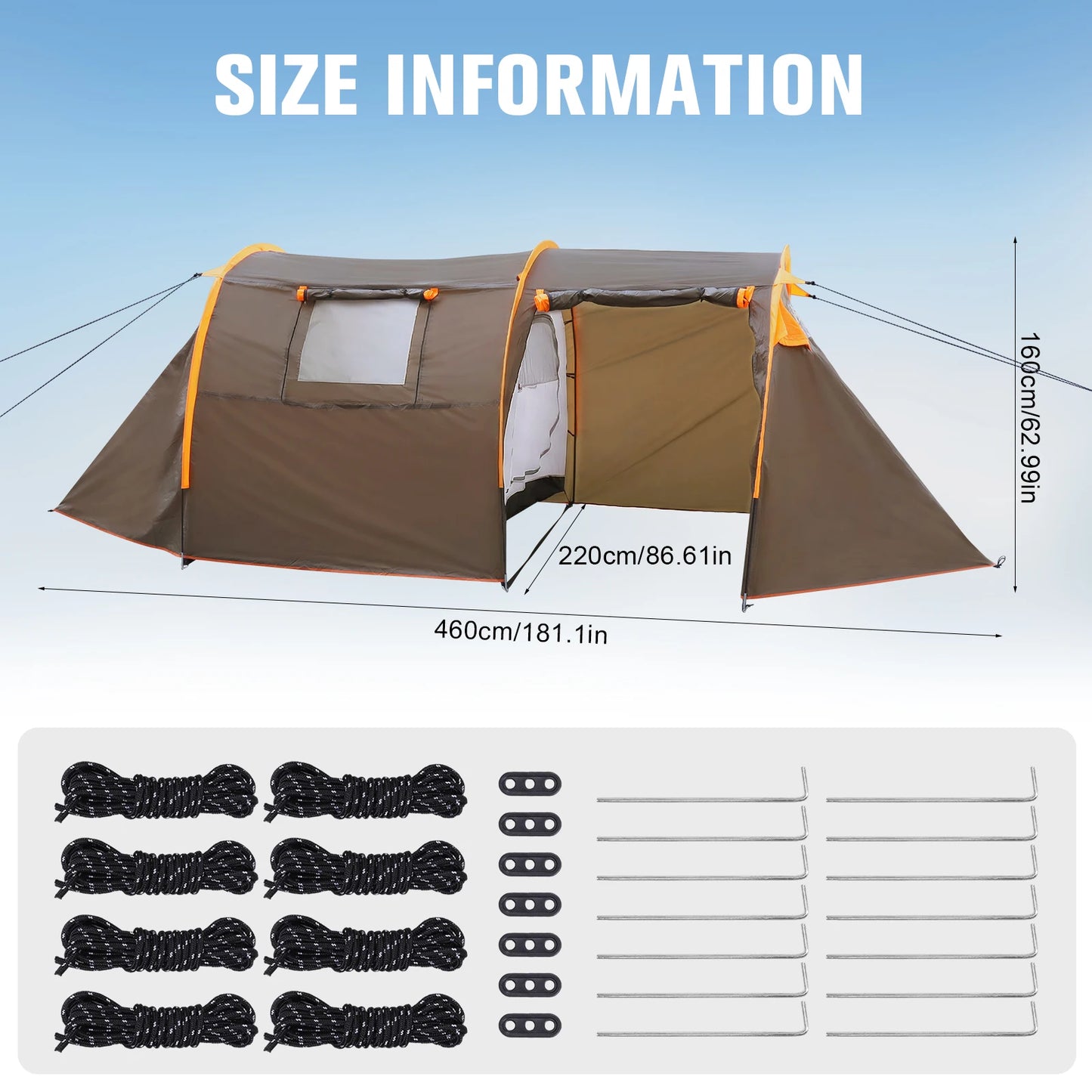 Oxford 2-Person Backpacking Tent Windproof Lightweight, Rainproof, Waterproof