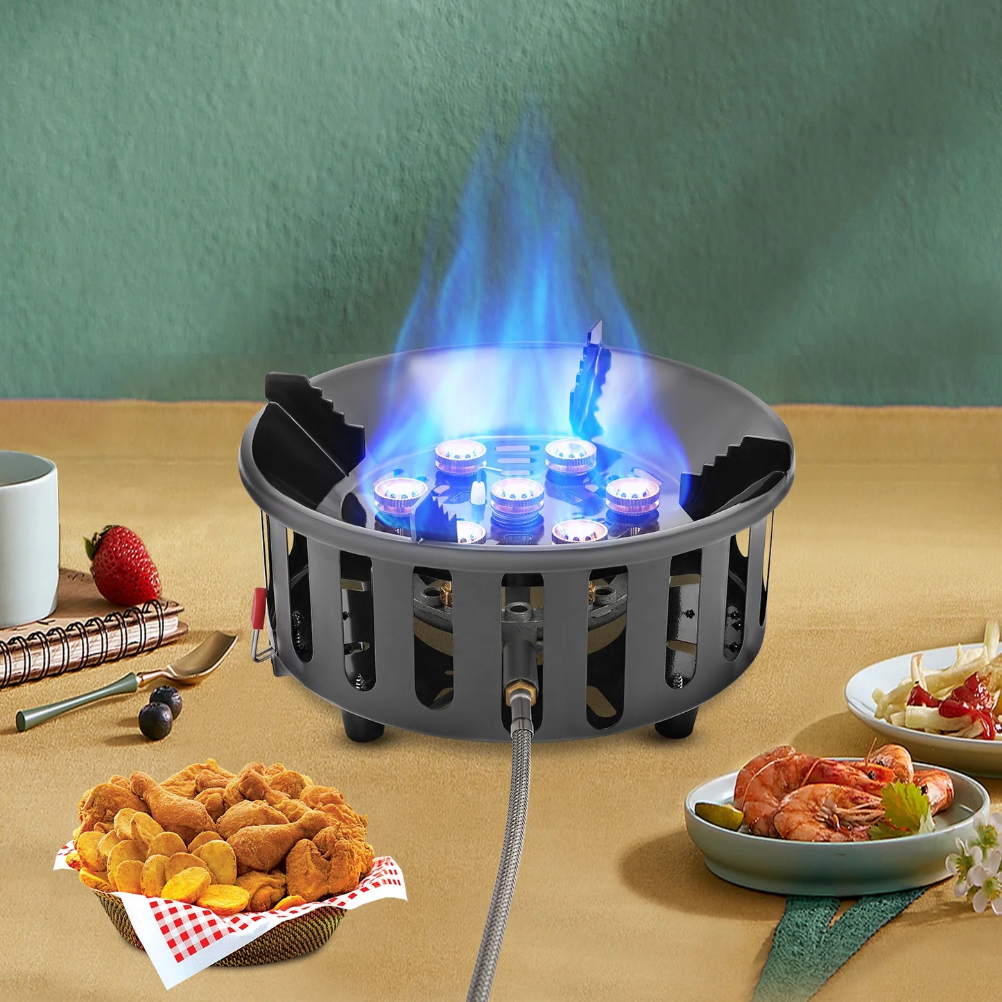 7-Core Camping Stove Windproof Electronic Ignition