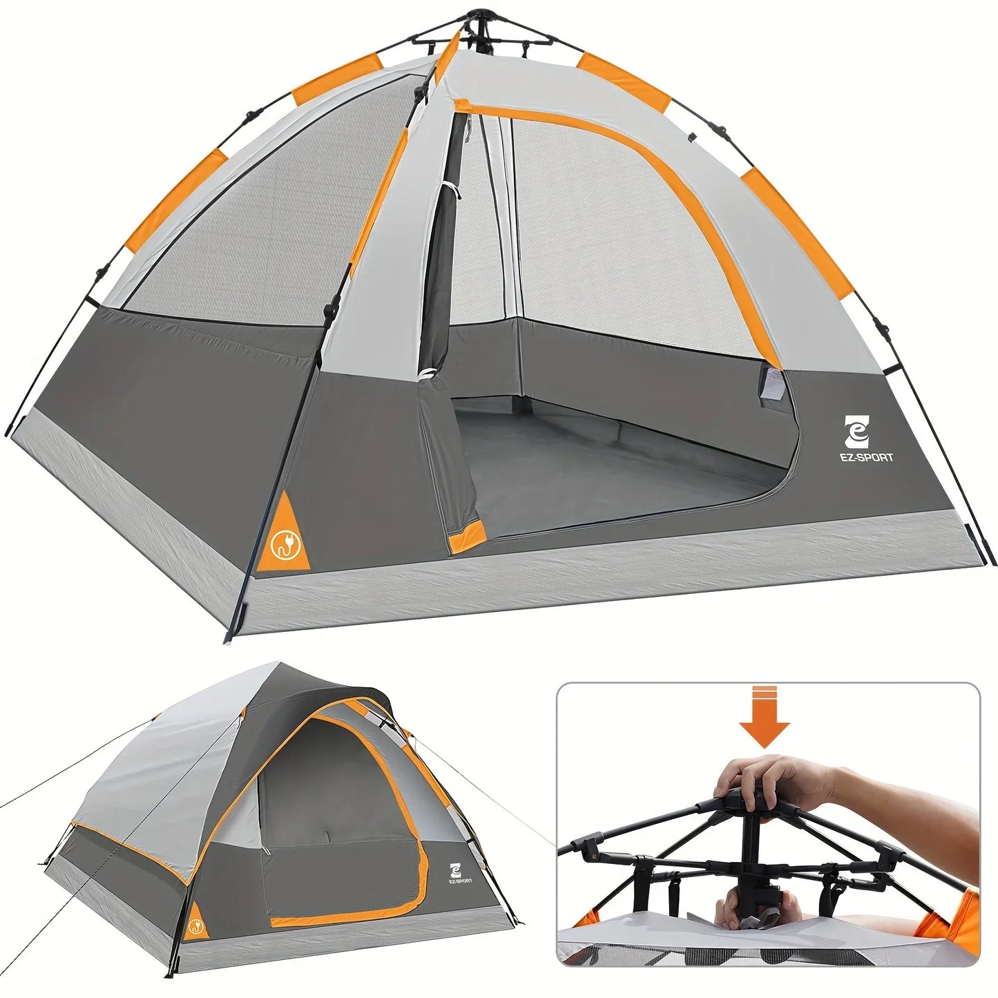 Pop Up Camping Tent - 4 Person Instant Easy Set Up  with Removable Rain Fly, Waterproof Windproof for Outdoor Camping