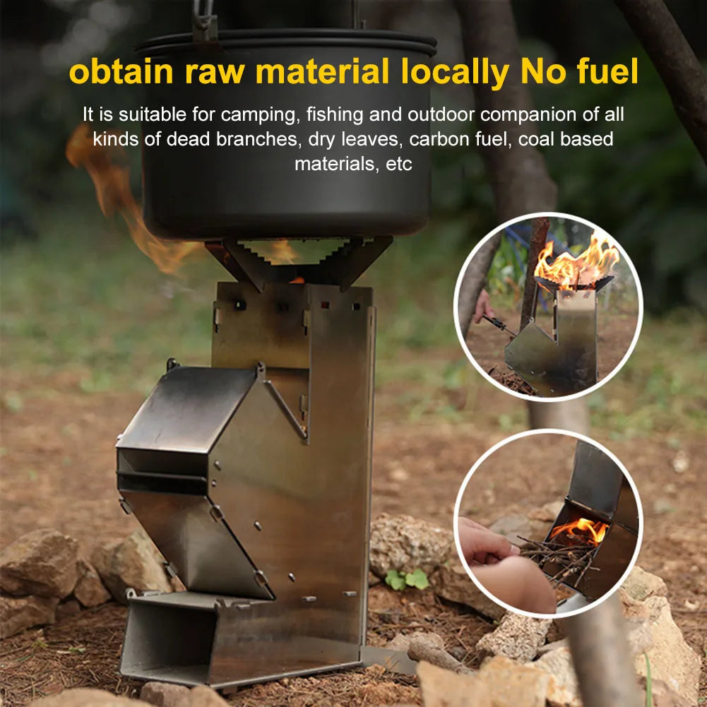 BBQ Rocket Stove Stainless Steel Outdoor Wood Burning