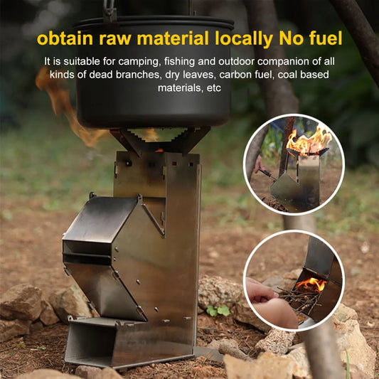 BBQ Rocket Stove Stainless Steel Outdoor Wood Burning