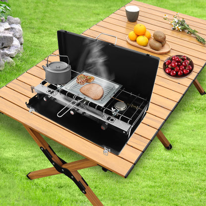 Portable Camping Stove with Griddle 3 Burner Propane Gas