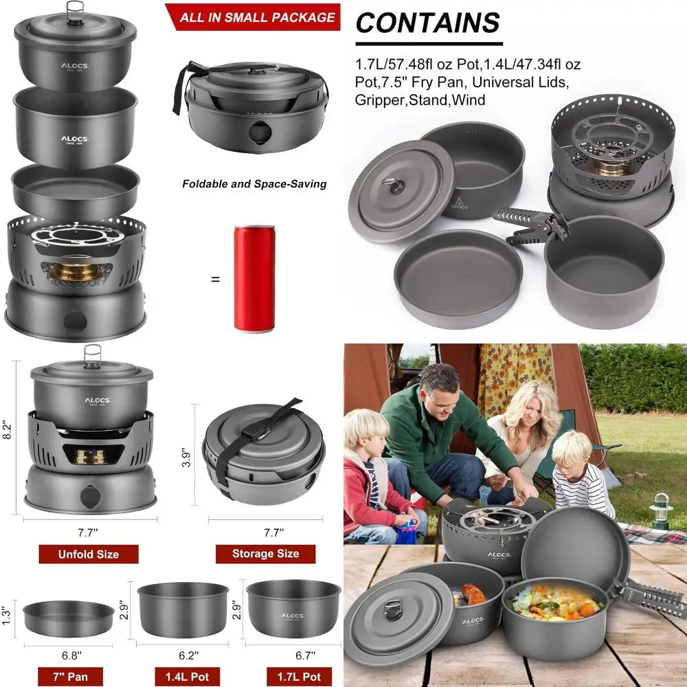 Lightweight 11-Piece Camp Cooking Set with Portable Stove