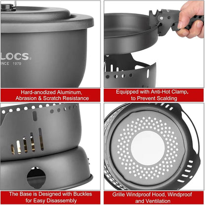 Lightweight 11-Piece Camp Cooking Set with Portable Stove