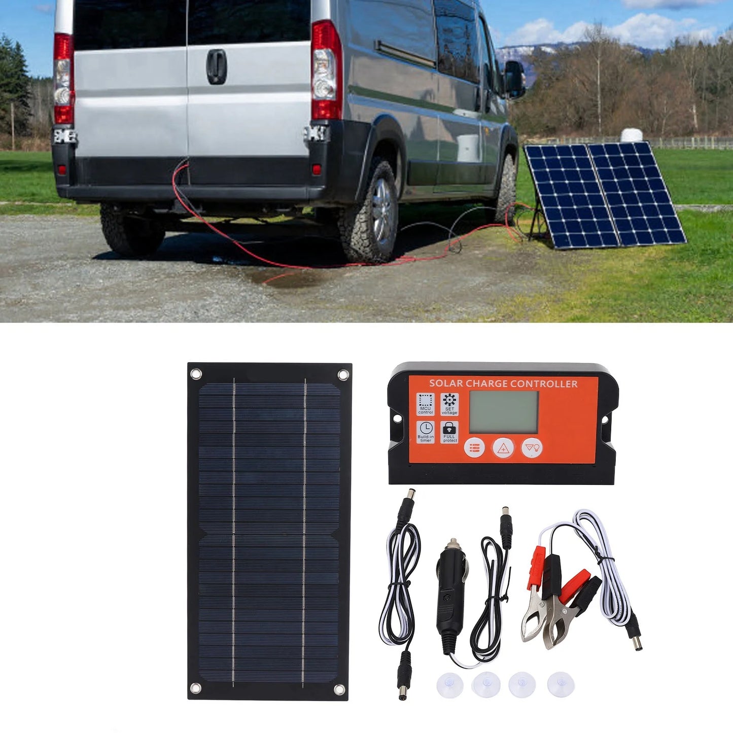 Portable 600W Solar Panel Charger, 100A Charge Controller
