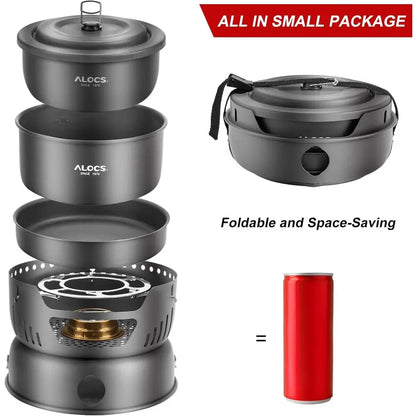 Lightweight 11-Piece Camp Cooking Set with Portable Stove