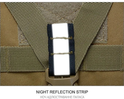 Tactical backpacks, modular loading systems, featuring reflective strips