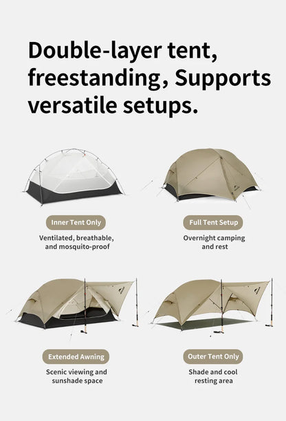 Naturehike Mongar UL 1Person Ultralight Camping Tent, Double Layer, Waterproof