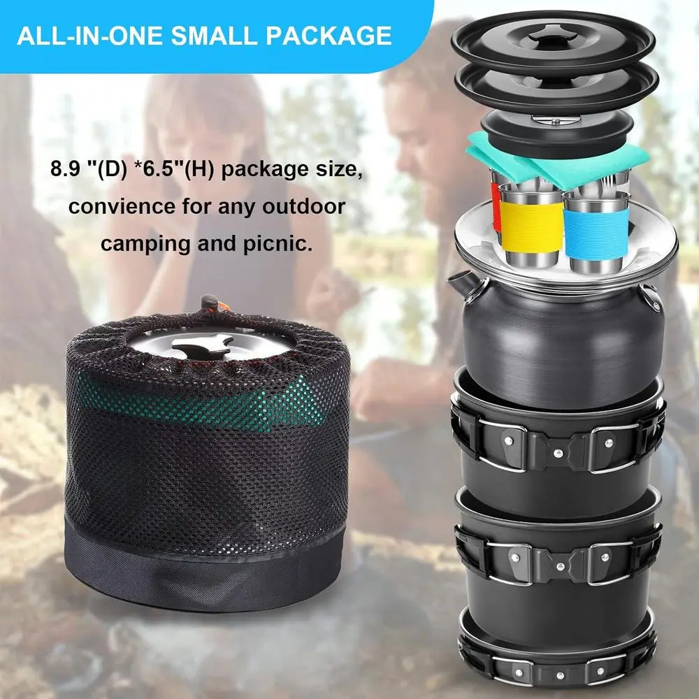 42-Piece Camping Cookware Set: Non-Stick Lightweight