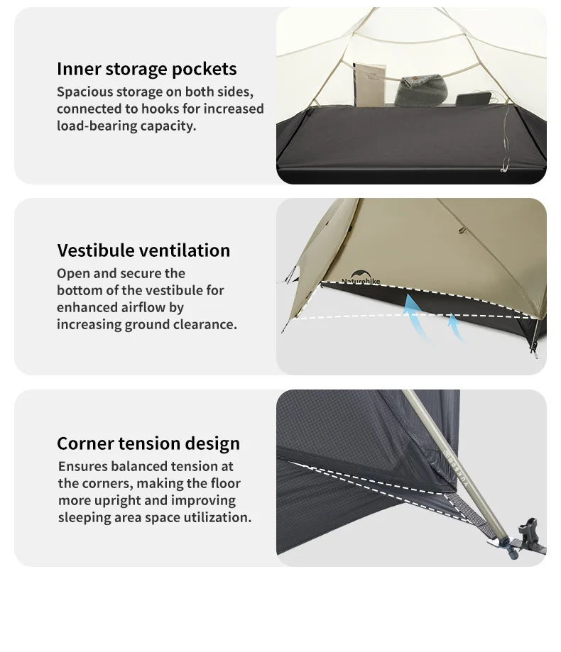Naturehike Mongar UL 1Person Ultralight Camping Tent, Double Layer, Waterproof