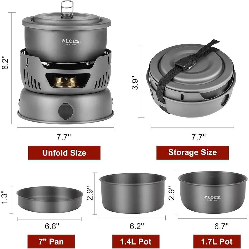 Lightweight 11-Piece Camp Cooking Set with Portable Stove