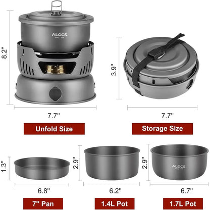 Lightweight 11-Piece Camp Cooking Set with Portable Stove