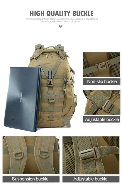 Tactical backpacks, modular loading systems, featuring reflective strips