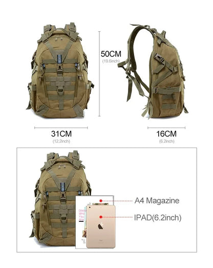 Tactical backpacks, modular loading systems, featuring reflective strips