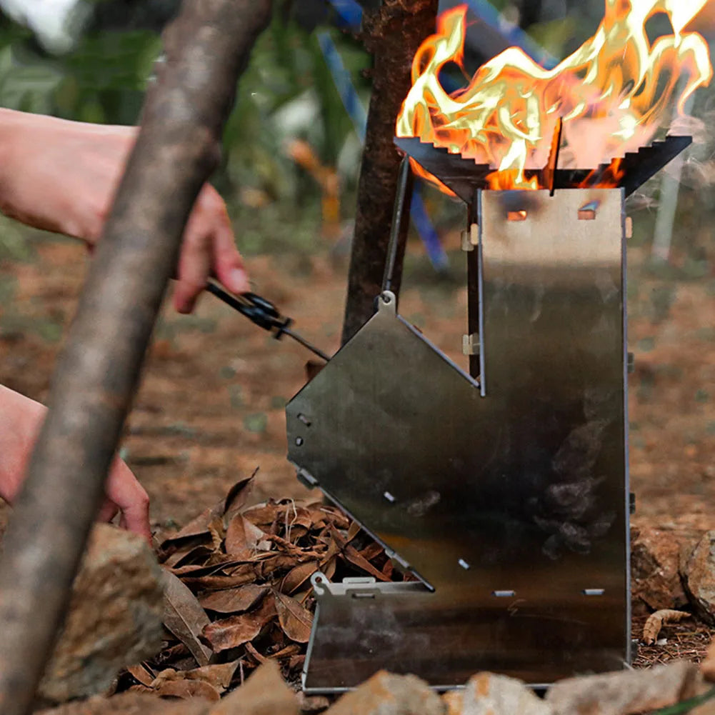 BBQ Rocket Stove Stainless Steel Outdoor Wood Burning