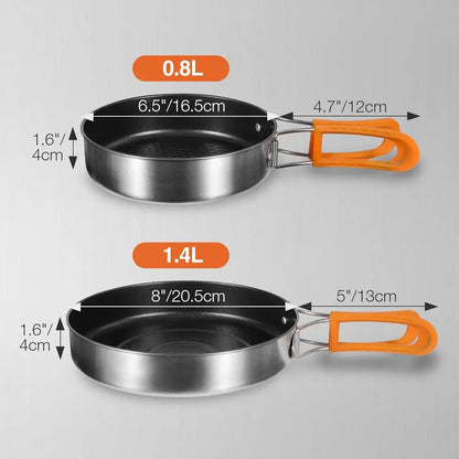 2-Pack Non-stick Frying Pan Set, Stainless Steel, Foldable Handle