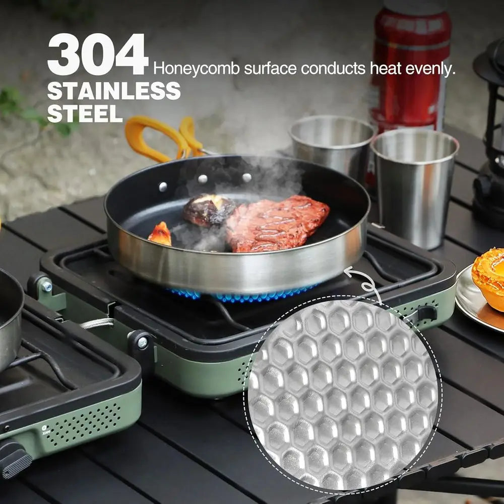2-Pack Non-stick Frying Pan Set, Stainless Steel, Foldable Handle