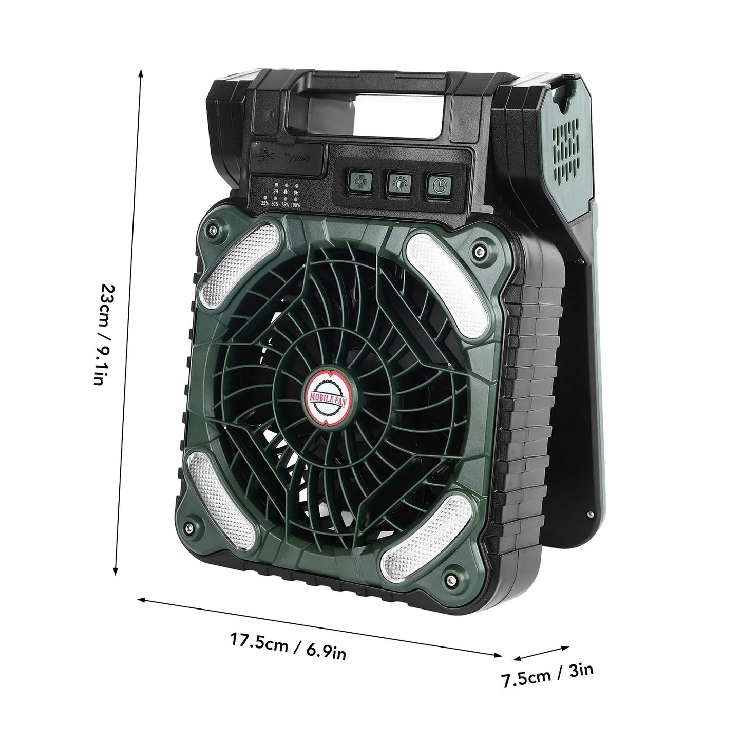 Solar Fan, 4 Speed w/LED Light, Timer