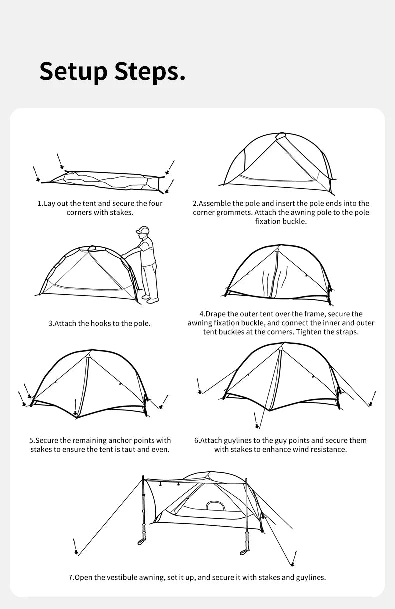 Naturehike Mongar UL 1Person Ultralight Camping Tent, Double Layer, Waterproof