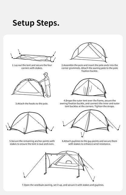 Naturehike Mongar UL 1Person Ultralight Camping Tent, Double Layer, Waterproof