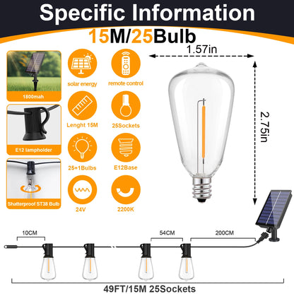 LED String Lights, USB Recharger, 8 Light Modes w/ Remote Control