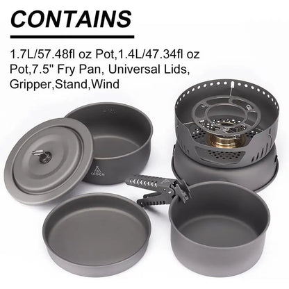 Lightweight 11-Piece Camp Cooking Set with Portable Stove