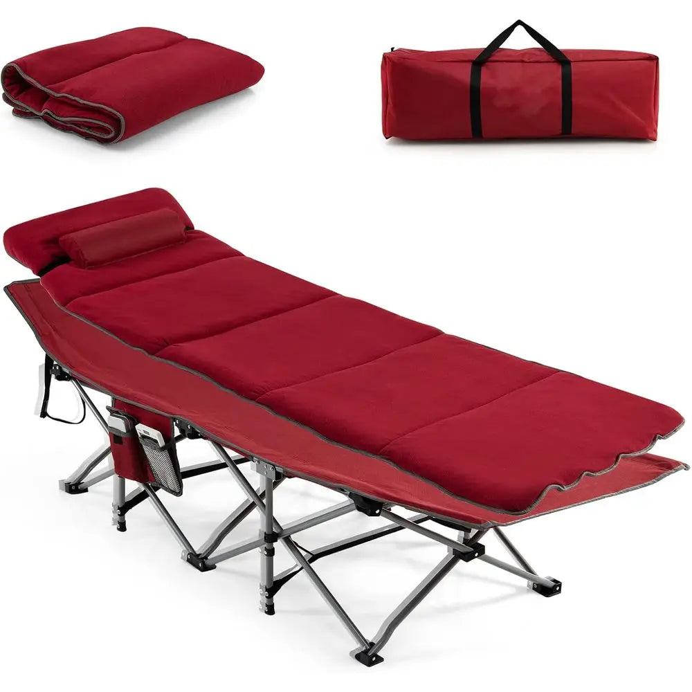 Portable Heavy-Duty Camping Cot with Mattress, Pillow, Carry Bag