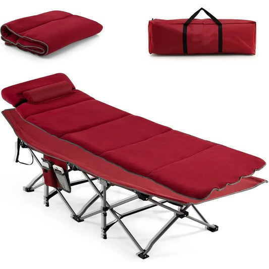 Portable Heavy-Duty Camping Cot with Mattress, Pillow, Carry Bag