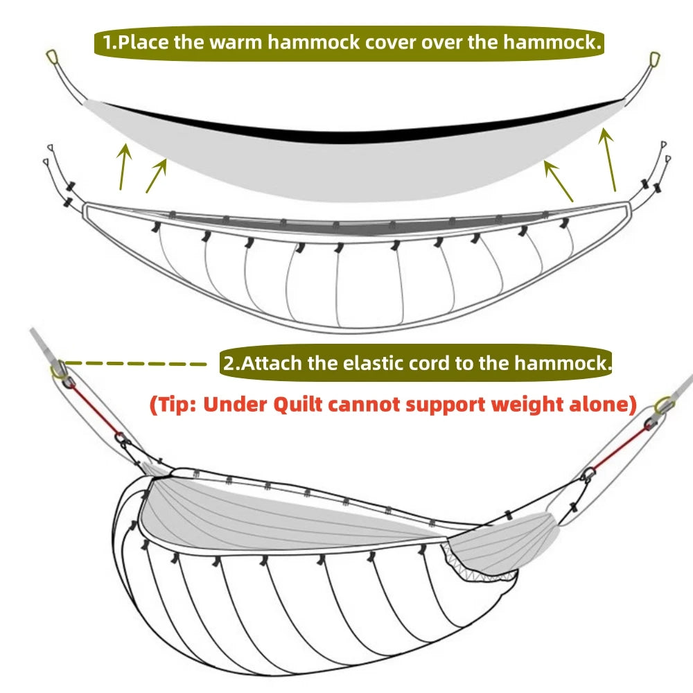 Night Cat Hammock Underquilts Sleeping Bag, 5-20℃ 8x3.6ft
