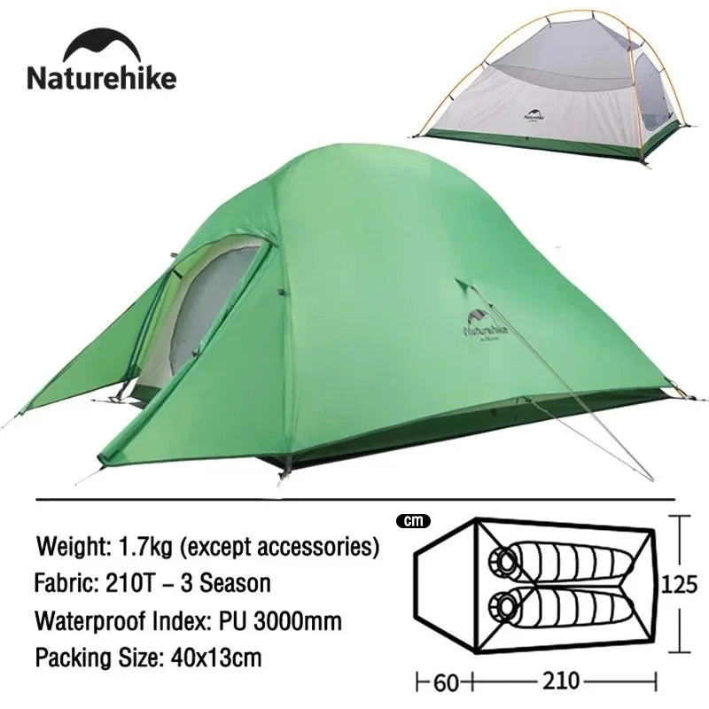 Naturehike Cloud Up 2 Person Camping Tent Waterproof Ultralight 3-4 Season Outdoor Hiking Backpacking Shelter