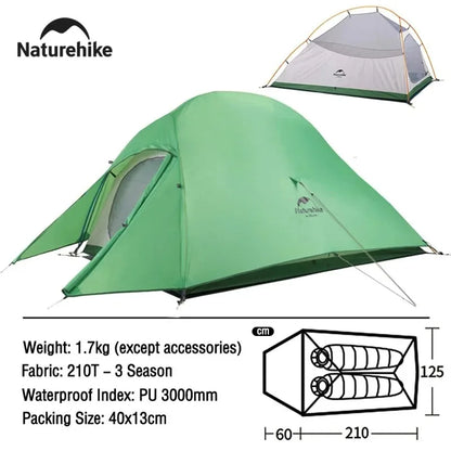 Naturehike Cloud Up 2 Person Camping Tent Waterproof Ultralight 3-4 Season Outdoor Hiking Backpacking Shelter